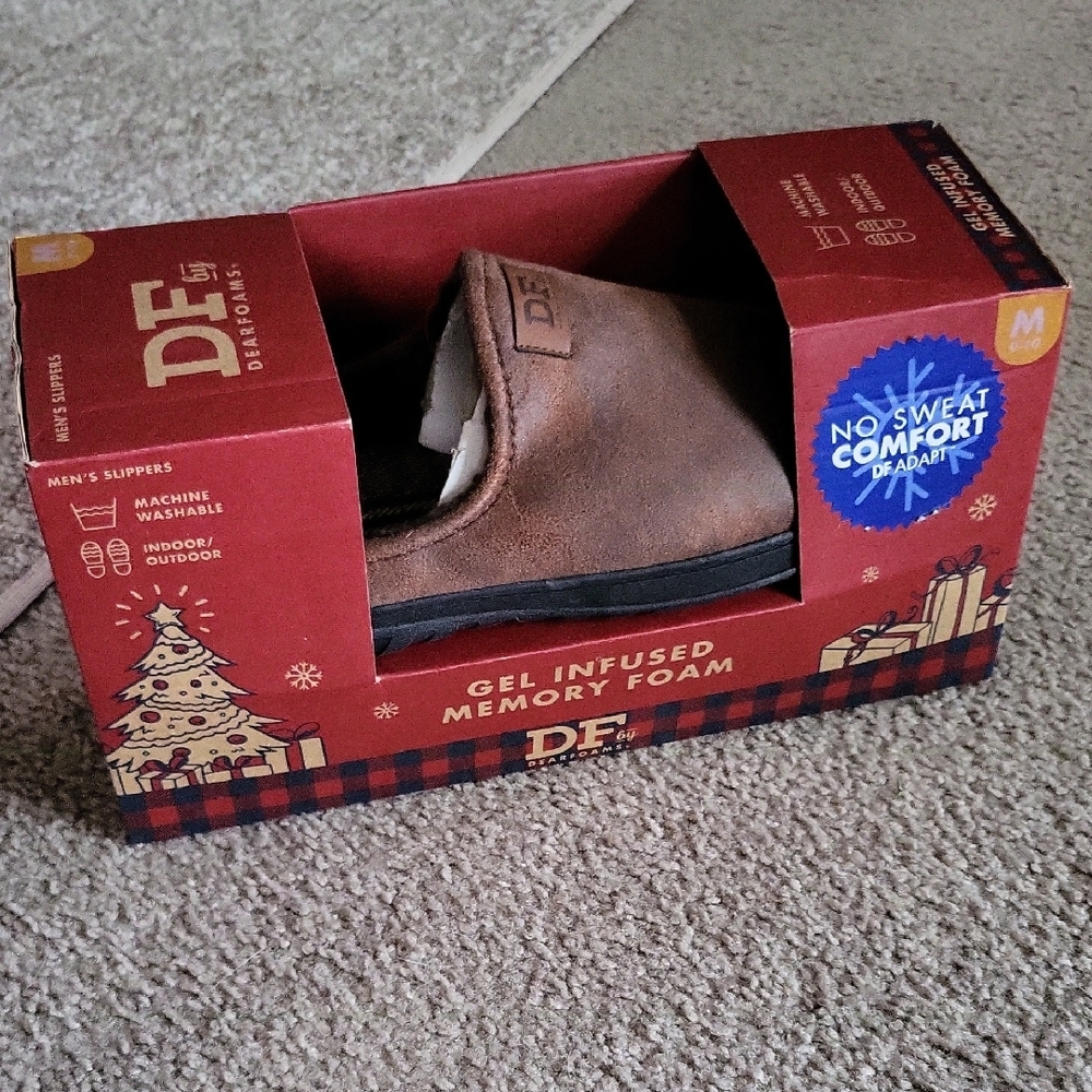DE Brown Gel Infused Memory Foam Slippers